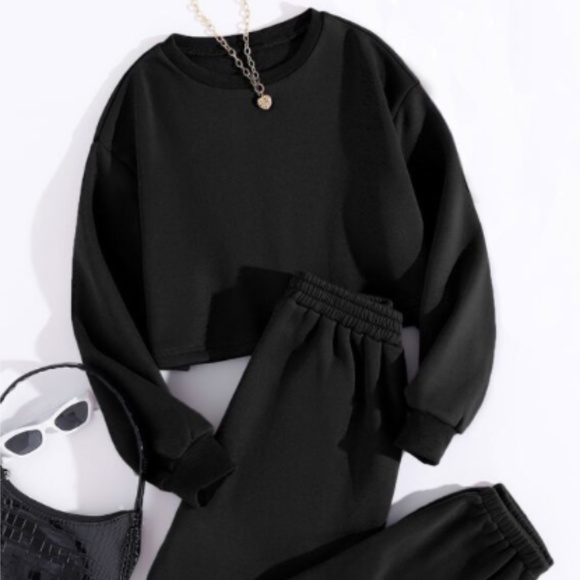 Black Thermal Lined Sweatshirt + Sweatpants coord set (Size M) - Picture 1 of 4